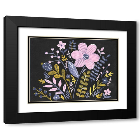 Sweet Folk Florals I Black Modern Wood Framed Art Print with Double Matting by Parker, Jennifer Paxton