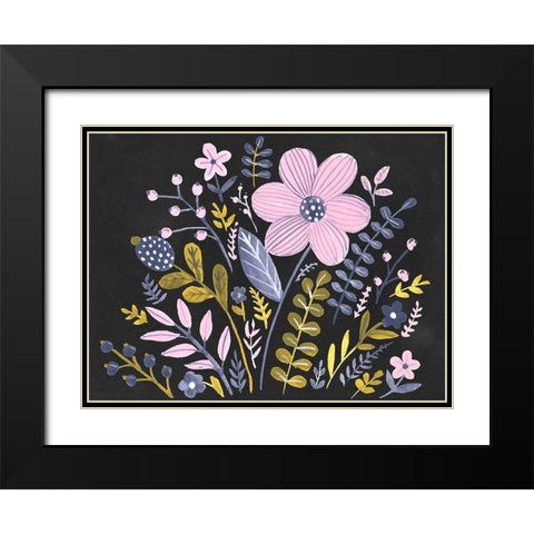 Sweet Folk Florals I Black Modern Wood Framed Art Print with Double Matting by Parker, Jennifer Paxton