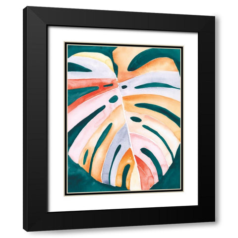 Multicolor Monstera I Black Modern Wood Framed Art Print with Double Matting by Parker, Jennifer Paxton