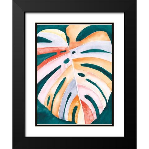 Multicolor Monstera I Black Modern Wood Framed Art Print with Double Matting by Parker, Jennifer Paxton
