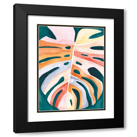 Multicolor Monstera II Black Modern Wood Framed Art Print with Double Matting by Parker, Jennifer Paxton