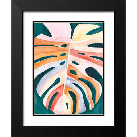 Multicolor Monstera II Black Modern Wood Framed Art Print with Double Matting by Parker, Jennifer Paxton