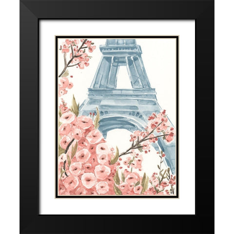 Paris Cherry Blossoms I Black Modern Wood Framed Art Print with Double Matting by Warren, Annie