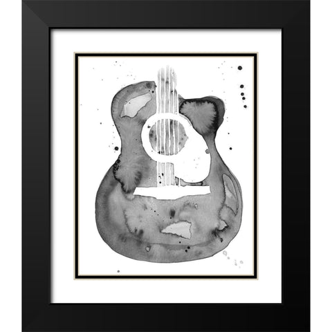 Guitar Flow I Black Modern Wood Framed Art Print with Double Matting by Warren, Annie