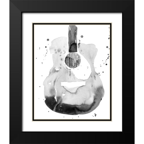 Guitar Flow II Black Modern Wood Framed Art Print with Double Matting by Warren, Annie