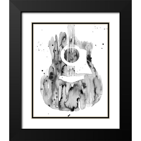 Guitar Flow III Black Modern Wood Framed Art Print with Double Matting by Warren, Annie