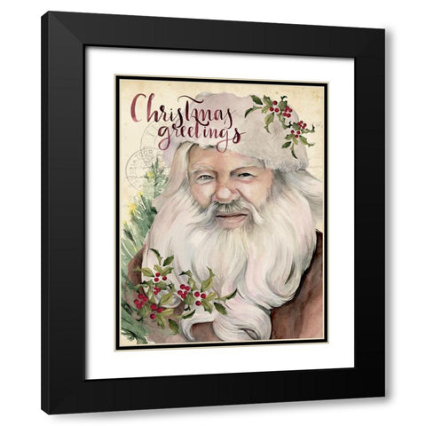 Christmas Greetings I Black Modern Wood Framed Art Print with Double Matting by Parker, Jennifer Paxton