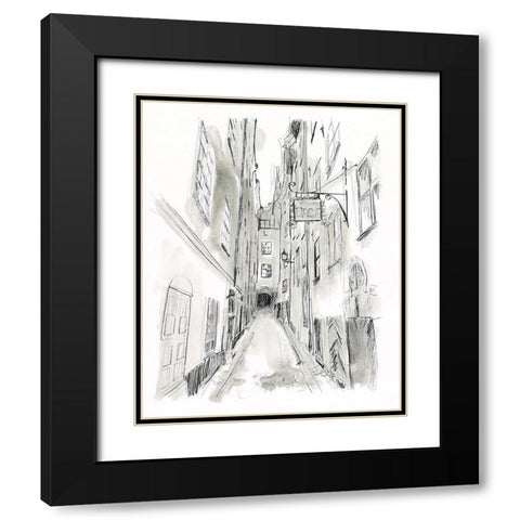 European City Sketch I Black Modern Wood Framed Art Print with Double Matting by Vess, June Erica