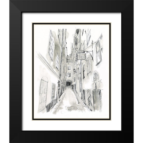 European City Sketch I Black Modern Wood Framed Art Print with Double Matting by Vess, June Erica