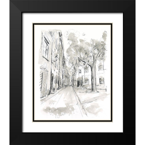 European City Sketch II Black Modern Wood Framed Art Print with Double Matting by Vess, June Erica