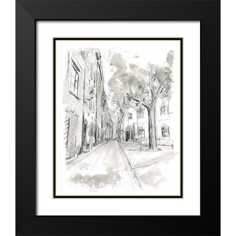 European City Sketch II Black Modern Wood Framed Art Print with Double Matting by Vess, June Erica