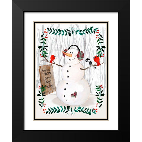 Folk Snowman Forest II Black Modern Wood Framed Art Print with Double Matting by Parker, Jennifer Paxton
