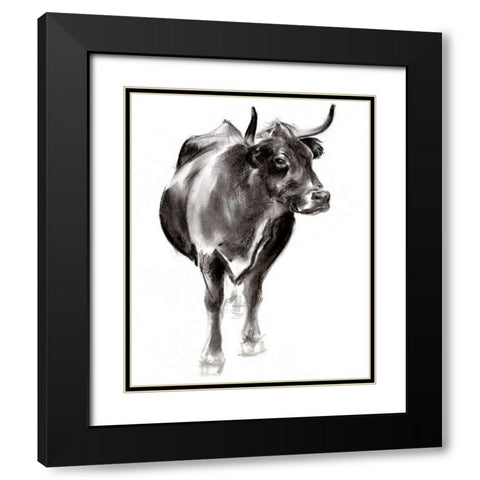 Charcoal Cattle I Black Modern Wood Framed Art Print with Double Matting by Parker, Jennifer Paxton