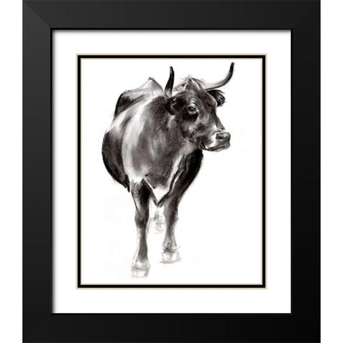 Charcoal Cattle I Black Modern Wood Framed Art Print with Double Matting by Parker, Jennifer Paxton