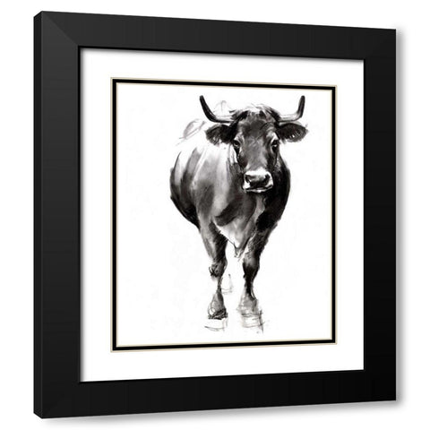 Charcoal Cattle II Black Modern Wood Framed Art Print with Double Matting by Parker, Jennifer Paxton