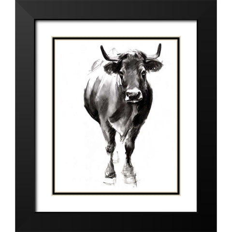 Charcoal Cattle II Black Modern Wood Framed Art Print with Double Matting by Parker, Jennifer Paxton