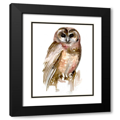 Watercolor Owl II Black Modern Wood Framed Art Print with Double Matting by Parker, Jennifer Paxton