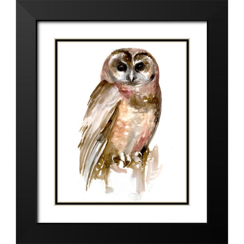 Watercolor Owl II Black Modern Wood Framed Art Print with Double Matting by Parker, Jennifer Paxton