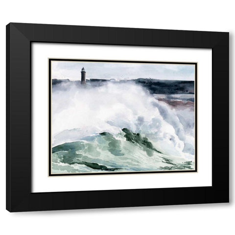 Lighthouse Waves I Black Modern Wood Framed Art Print with Double Matting by Parker, Jennifer Paxton
