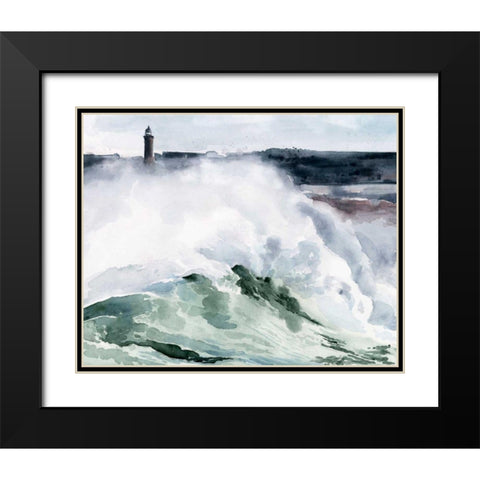 Lighthouse Waves I Black Modern Wood Framed Art Print with Double Matting by Parker, Jennifer Paxton