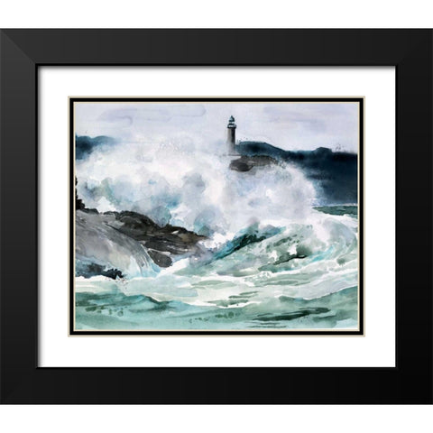 Lighthouse Waves II Black Modern Wood Framed Art Print with Double Matting by Parker, Jennifer Paxton