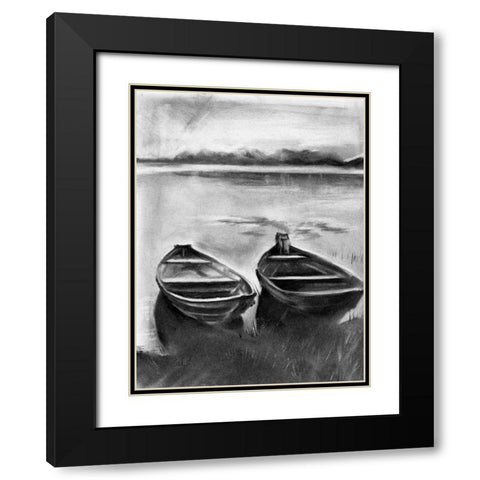 Bateau Noir II Black Modern Wood Framed Art Print with Double Matting by Parker, Jennifer Paxton
