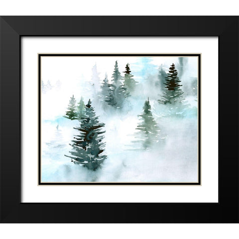 Foggy Evergreens I Black Modern Wood Framed Art Print with Double Matting by Parker, Jennifer Paxton