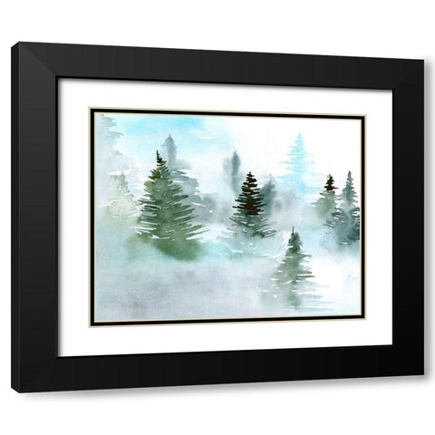Foggy Evergreens II Black Modern Wood Framed Art Print with Double Matting by Parker, Jennifer Paxton