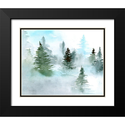 Foggy Evergreens II Black Modern Wood Framed Art Print with Double Matting by Parker, Jennifer Paxton