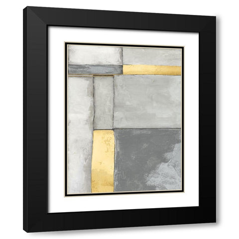 Linear Grey I Black Modern Wood Framed Art Print with Double Matting by Goldberger, Jennifer