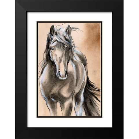 Sketched Horse II Black Modern Wood Framed Art Print with Double Matting by Parker, Jennifer Paxton