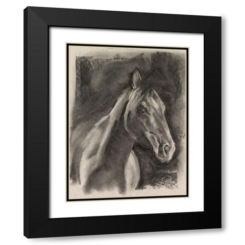 Charcoal Horse Study on Grey I Black Modern Wood Framed Art Print with Double Matting by Parker, Jennifer Paxton