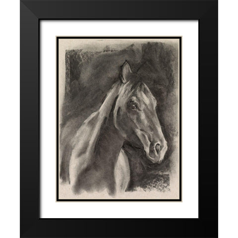 Charcoal Horse Study on Grey I Black Modern Wood Framed Art Print with Double Matting by Parker, Jennifer Paxton
