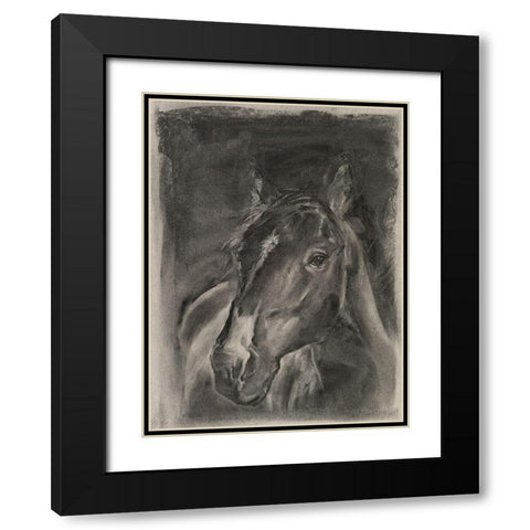 Charcoal Horse Study on Grey II Black Modern Wood Framed Art Print with Double Matting by Parker, Jennifer Paxton