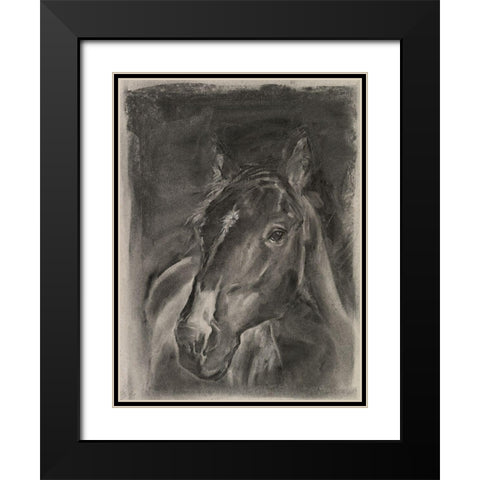 Charcoal Horse Study on Grey II Black Modern Wood Framed Art Print with Double Matting by Parker, Jennifer Paxton