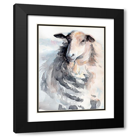 Watercolor Sheep II Black Modern Wood Framed Art Print with Double Matting by Parker, Jennifer Paxton