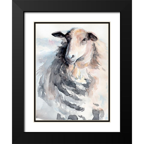 Watercolor Sheep II Black Modern Wood Framed Art Print with Double Matting by Parker, Jennifer Paxton