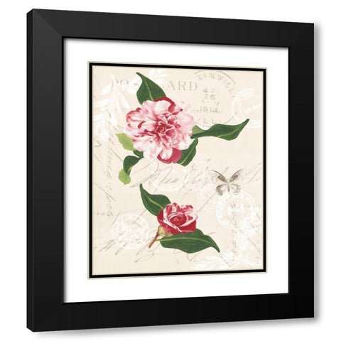 Diannes Camelias II Black Modern Wood Framed Art Print with Double Matting by Miller, Dianne