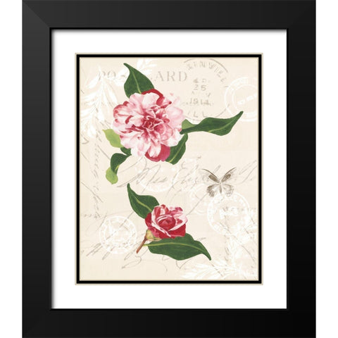 Diannes Camelias II Black Modern Wood Framed Art Print with Double Matting by Miller, Dianne