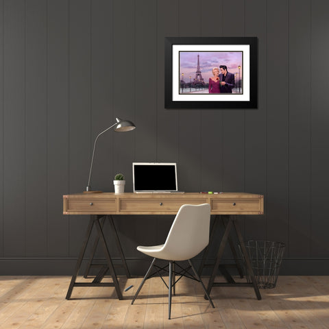 Paris Sunset Black Modern Wood Framed Art Print with Double Matting by Consani, Chris