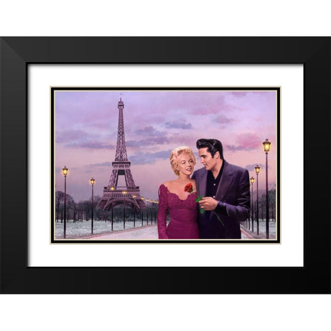 Paris Sunset Black Modern Wood Framed Art Print with Double Matting by Consani, Chris