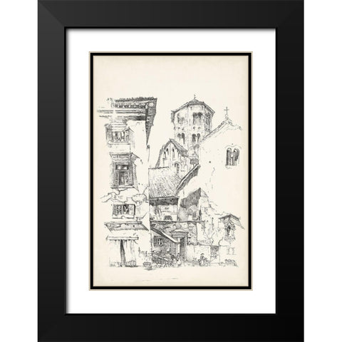 Vintage Italian Village II Black Modern Wood Framed Art Print with Double Matting by Foust, Richard