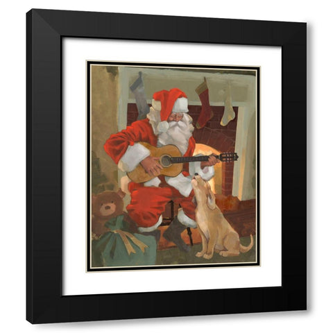 Santa Serenade Black Modern Wood Framed Art Print with Double Matting by Green, Jacob
