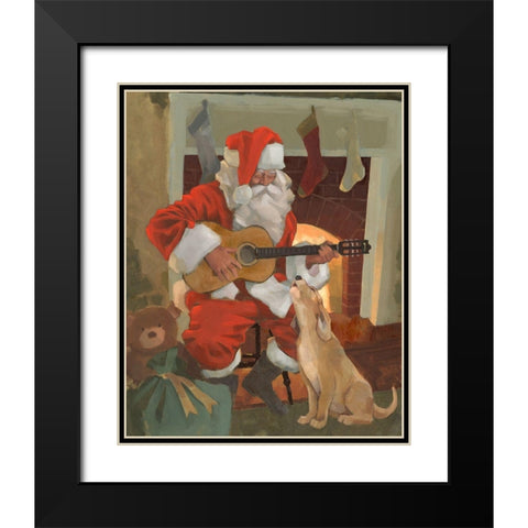 Santa Serenade Black Modern Wood Framed Art Print with Double Matting by Green, Jacob