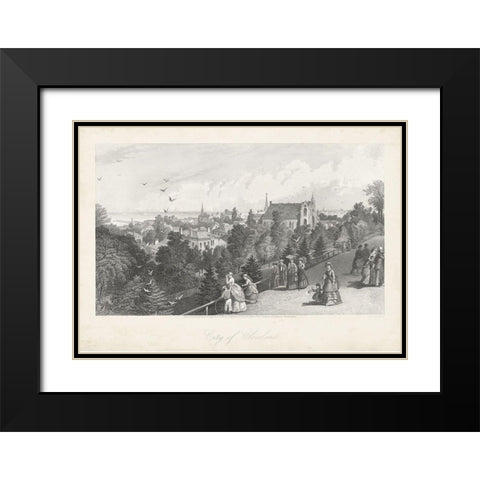 City of Cleveland Black Modern Wood Framed Art Print with Double Matting by Bryant, William Cullen