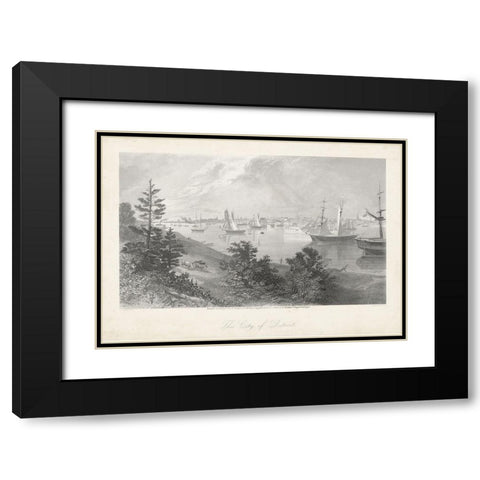 City of Detroit Black Modern Wood Framed Art Print with Double Matting by Bryant, William Cullen