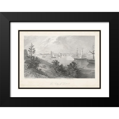 City of Detroit Black Modern Wood Framed Art Print with Double Matting by Bryant, William Cullen