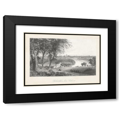 Philadelphia From Belmont Black Modern Wood Framed Art Print with Double Matting by Bryant, William Cullen