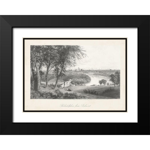 Philadelphia From Belmont Black Modern Wood Framed Art Print with Double Matting by Bryant, William Cullen