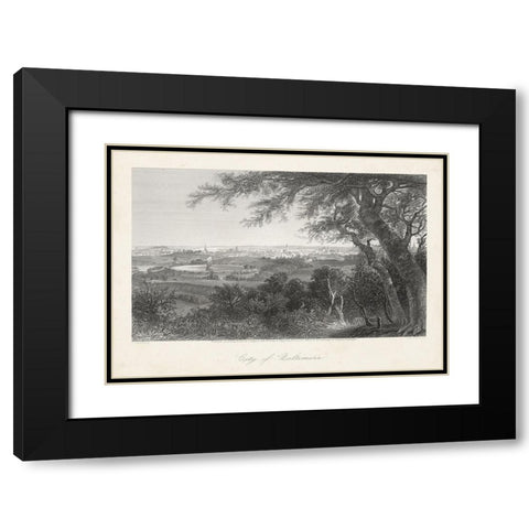 City of Baltimore Black Modern Wood Framed Art Print with Double Matting by Bryant, William Cullen